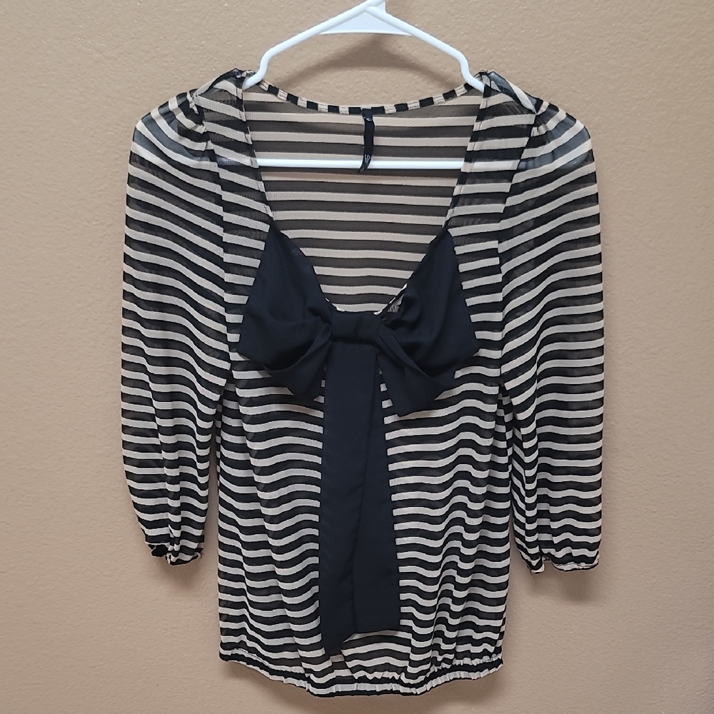 Love Culture Striped Blouse with Black Bow 🎀